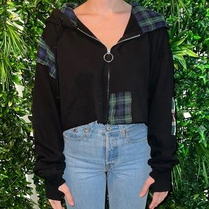 DOLLSKILL- Black and Green Plaid Hoodie